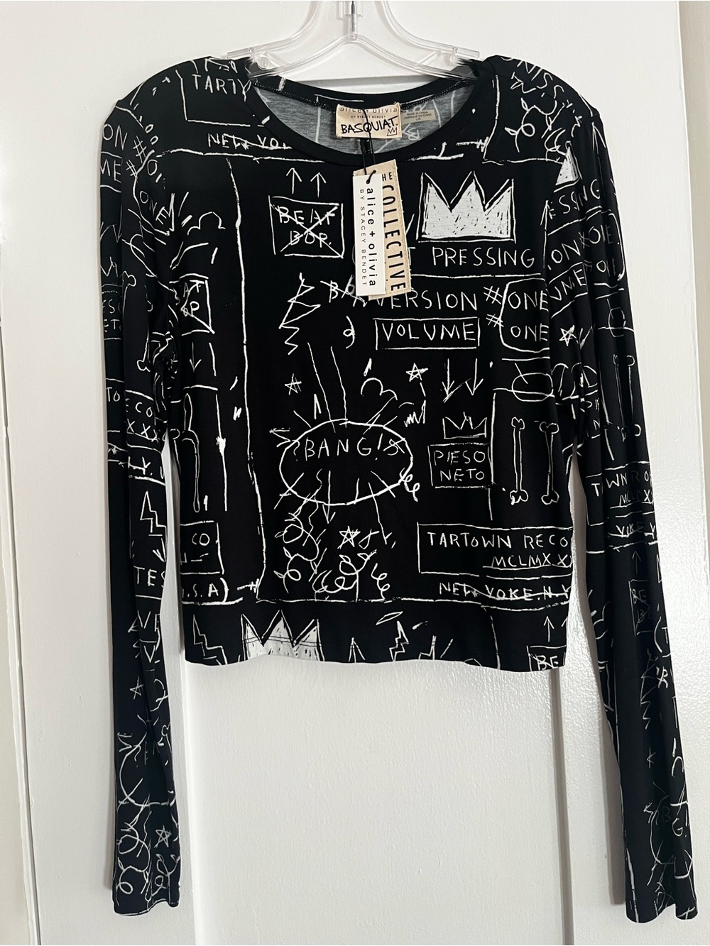 NWT Alice + Olivia x Basquiat Delaina Beat Bop Crop Top - Rare Collectible Sz L